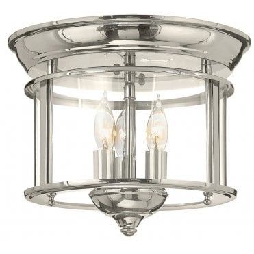 GENTRY 3 Light Flush Ceiling Light Mount in Polished Nickel