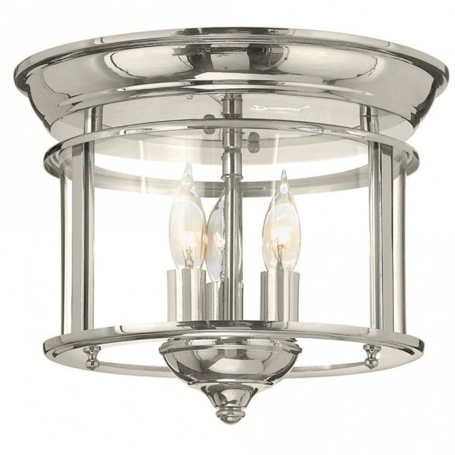 GENTRY 3 Light Flush Ceiling Light Mount in Polished Nickel