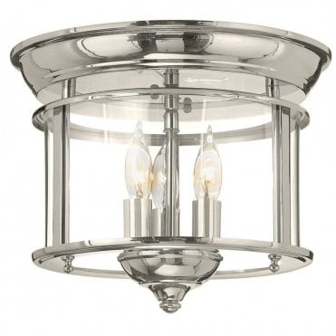 GENTRY 3 Light Flush Ceiling Light Mount in Polished Nickel