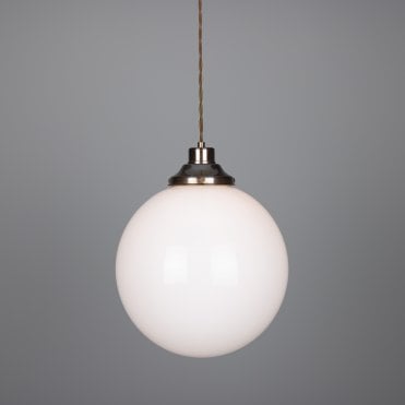 Opal Globe Ceiling Pendant In Antique Brass
