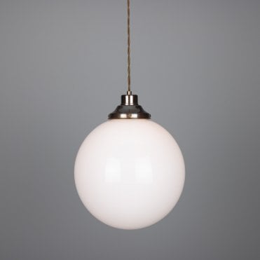 GENTRY - 30Cm Opal Globe Ceiling Pendant In Antique Brass
