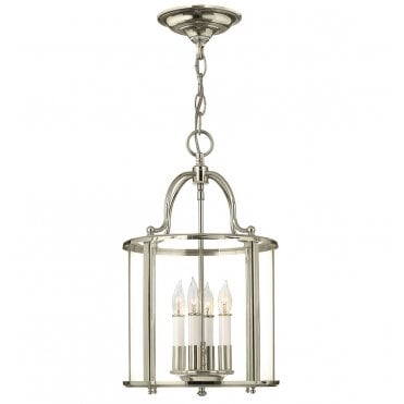 GENTRY 4 Light Medium Hanging Ceiling Pendant in Polished Nickel