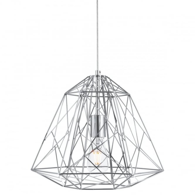 GEOMETRIC - Cage 1 Light Frame Ceiling Pendant Chrome