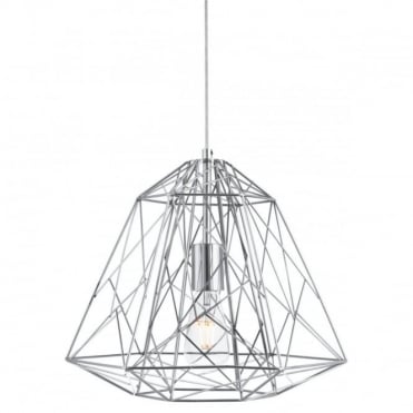 GEOMETRIC - Cage 1 Light Frame Ceiling Pendant Chrome