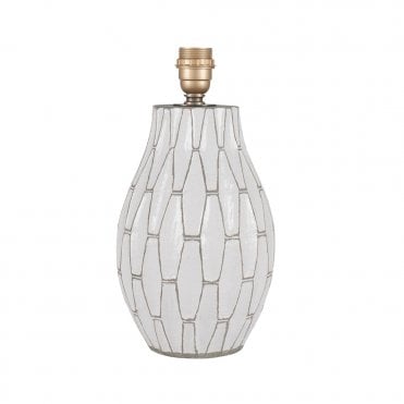 GEOMETRIC Handthrown Terracotta Table Lamp Base with White Gloss Glaze with Grey Geometric Pattern
