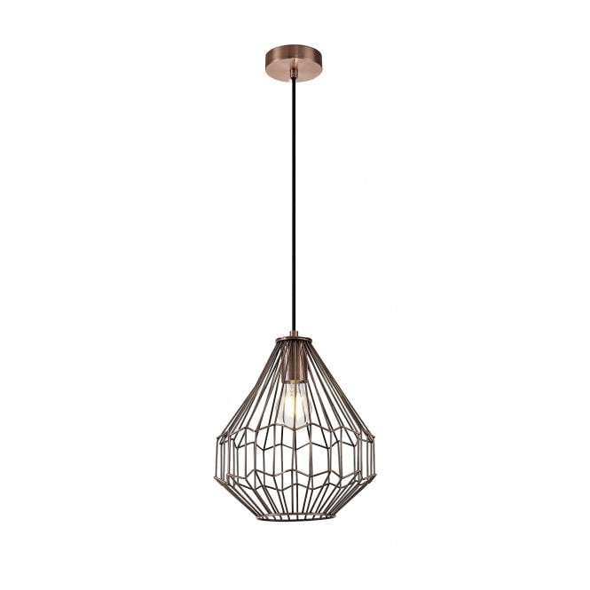 GEOWIRE 1 x E27 Ceiling Pendant Light Antique Copper/Black