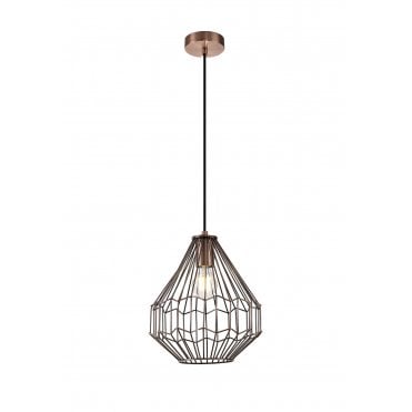 GEOWIRE 1 x E27 Ceiling Pendant Light Antique Copper/Black