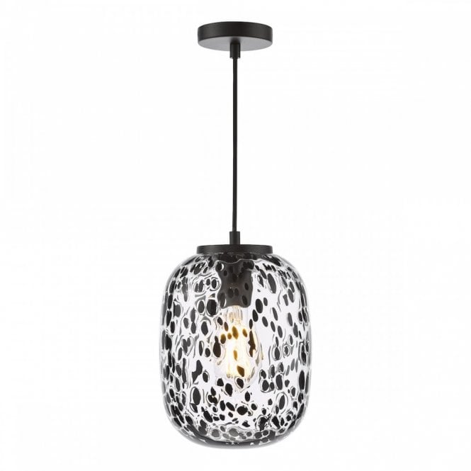 Gethin Pendant Matte Black Glass and Black Confetti Glass