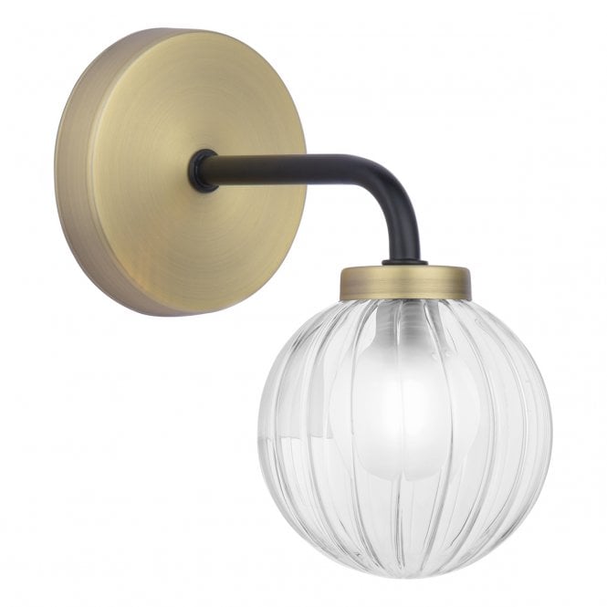 GIBBS Wall Light | Antique Brass & Glass
