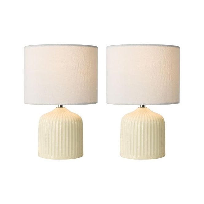 Gigi Table Lamp - Cream Ceramic with Linen Shade (Twin Pack)