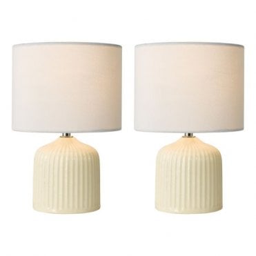Gigi Table Lamp - Cream Ceramic with Linen Shade (Twin Pack)