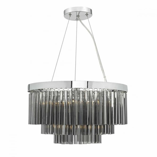 GIOVANA - 5 Light Smoked Glass Chrome Ceiling Pendant