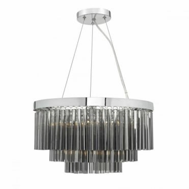 GIOVANA - 5 Light Smoked Glass Chrome Ceiling Pendant