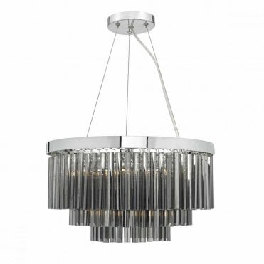 GIOVANA - 5 Light Smoked Glass Chrome Ceiling Pendant