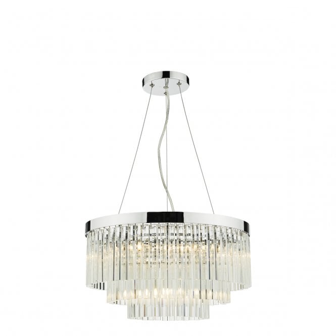 Giovana Polished Chrome and Clear Glass Three Tiered Chandelier 