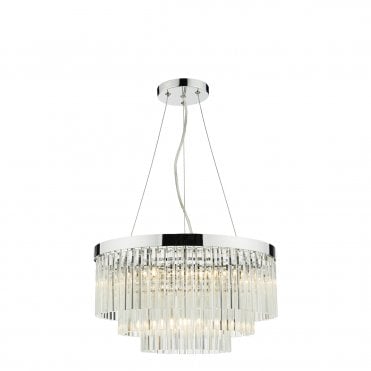 Chrome and glass oversized hanging pendant light