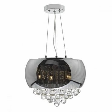 GISELLE - 5 Light Smoked and Clear Glass Ceiling Pendant
