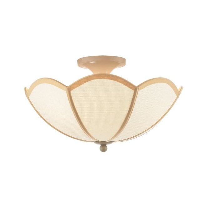 Giuliana 3 Light Semi-Flush Ceiling Light - Rattan and Satin Taupe