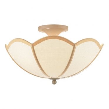 satin taupe and rattan semi-flush ceiling light