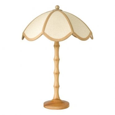 wood table lamp with rattan shade