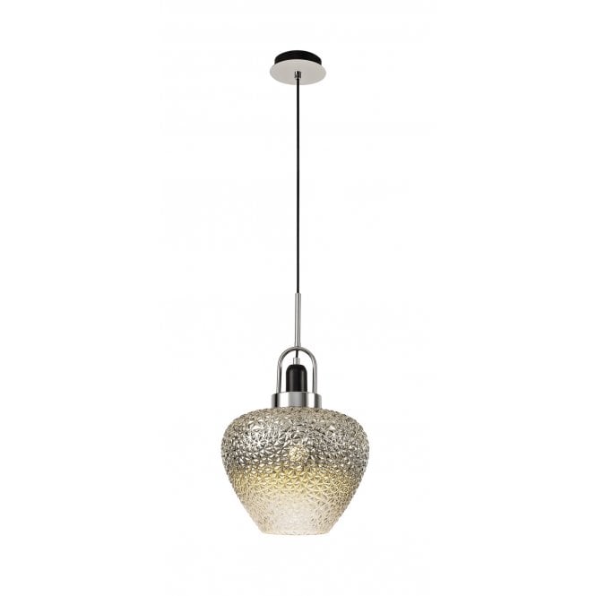 GLITZ Ceiling Pendant Light Black Smoke & Clear/Polished Chrome