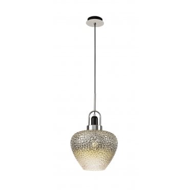 GLITZ Ceiling Pendant Light Black Smoke & Clear/Polished Chrome