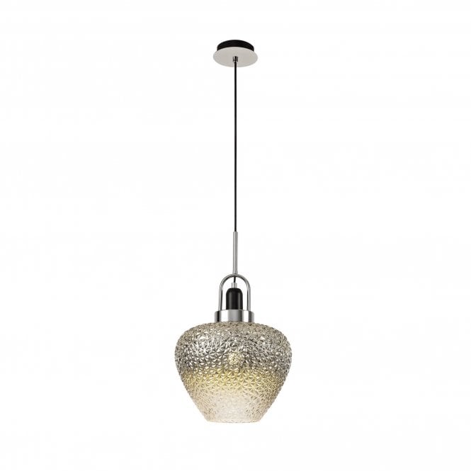 GLITZ Ceiling Pendant Light Black Smoke & Clear/Polished Chrome