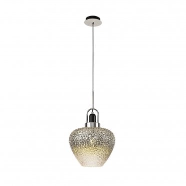 GLITZ Ceiling Pendant Light Black Smoke & Clear/Polished Chrome