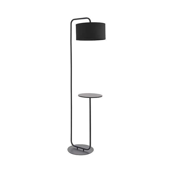 GLORY Black Floor Light With Table And Black Shade