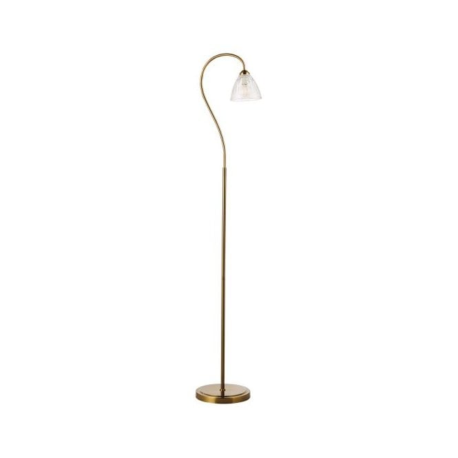 Glynis Floor Lamp - Antique Bronze and Ribbed Glass Shade