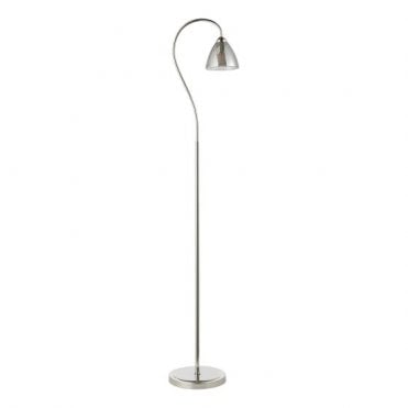 polished nickel floor lamp with smoked glass shade