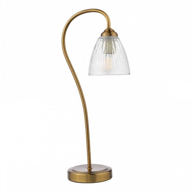 Glynis Table Lamp - Antique Bronze with Ribbed Glass Shade