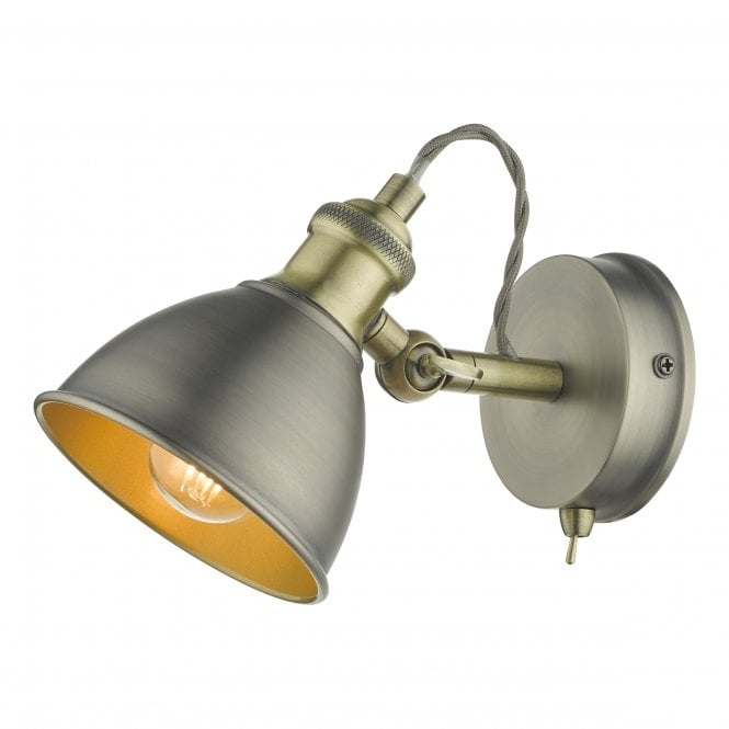 GOVERNOR Single Spotlight Antique Chrome Antique Brass