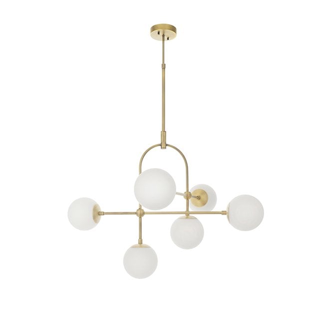 GRACE Matt Antique Brass Semi-Flush With Opal Glass And Adjustable Stem