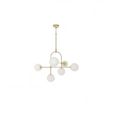 GRACE Matt Antique Brass Semi-Flush With Opal Glass And Adjustable Stem