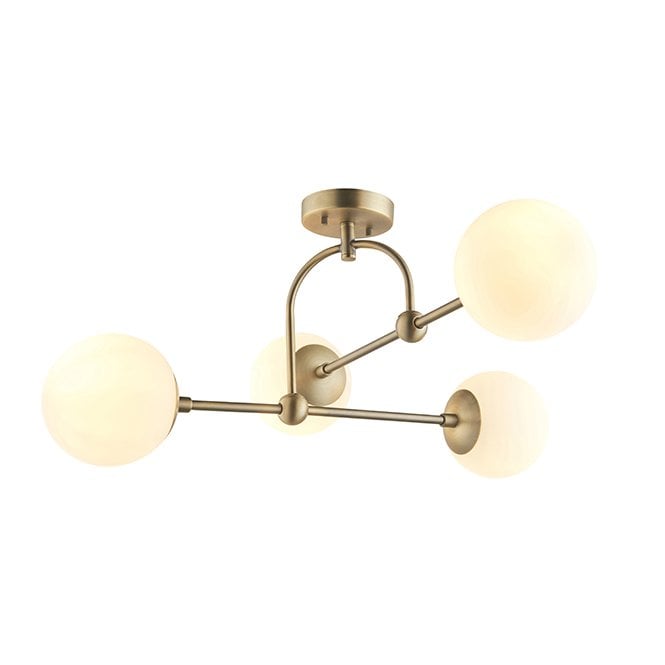 GRACE Matt Antique Brass Semi-Flush With Opal Glass