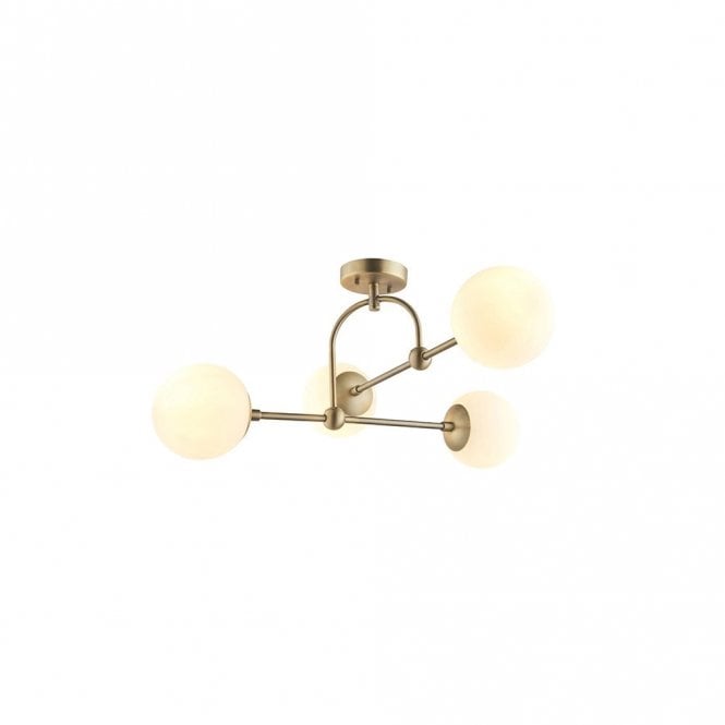 GRACE Matt Antique Brass Semi-Flush With Opal Glass
