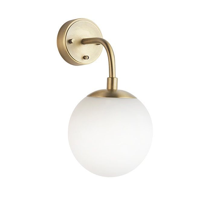 GRACE Matt Antique Brass Wall Light With Opal Glass