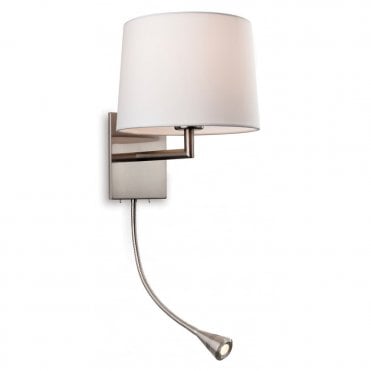 GRAND 2 Light Wall (Switched), Brushed Steel with Cream Shade