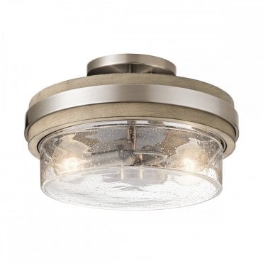 2 light flush mount in grey with glass shade