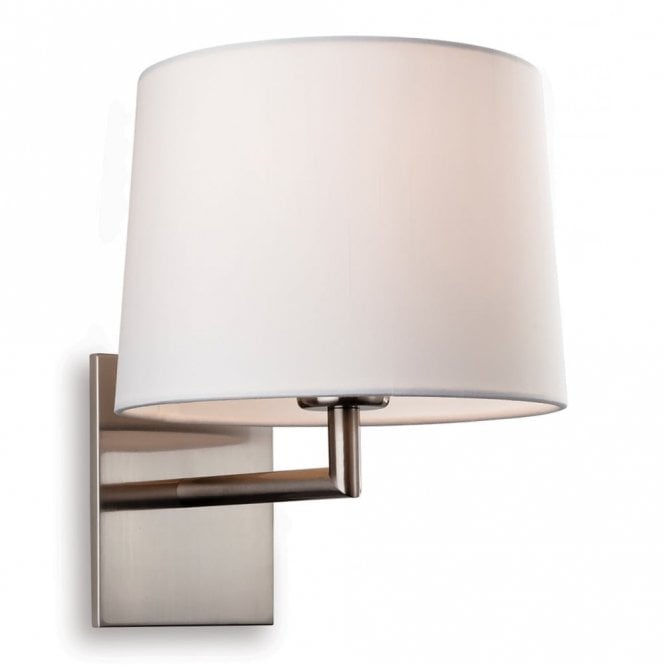 GRAND Single Wall Light, Brushed Steel with Cream Shade