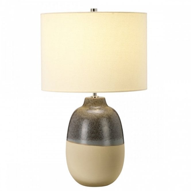 GRANGE Park Urn Shape Matte Cream with Reflective Glaze Table Lamp with Cream Shade