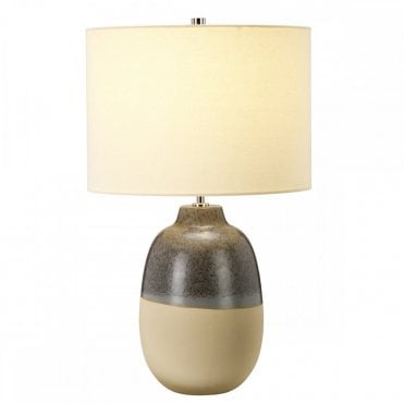 GRANGE Park Urn Shape Matte Cream with Reflective Glaze Table Lamp with Cream Shade