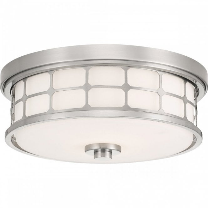 GUARDIAN 2 Light Flush Ceiling Fitting Brushed Nickel