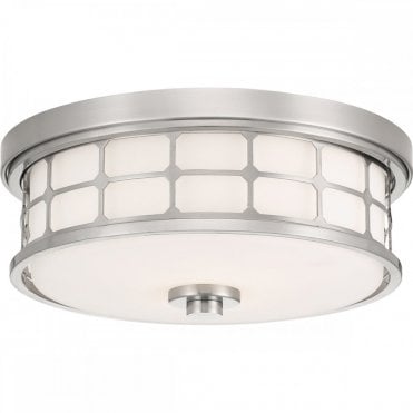 GUARDIAN 2 Light Flush Ceiling Fitting Brushed Nickel