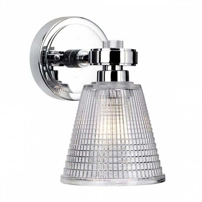 GUNNISLAKE Single Wall Light Polished Chrome Prismatic Glass Shade