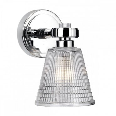GUNNISLAKE Single Wall Light Polished Chrome Prismatic Glass Shade
