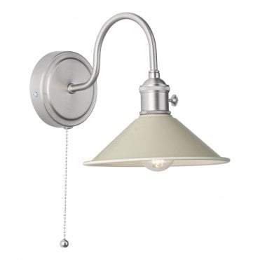 1lt Wall Light Antique Chrome With Cashmere Shade