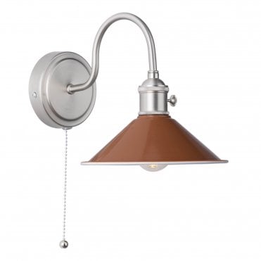 1lt Wall Light Antique Chrome With Umber Shade