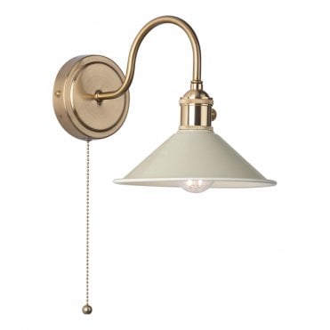 1lt Wall Light Natural Brass With Cashmere Shade